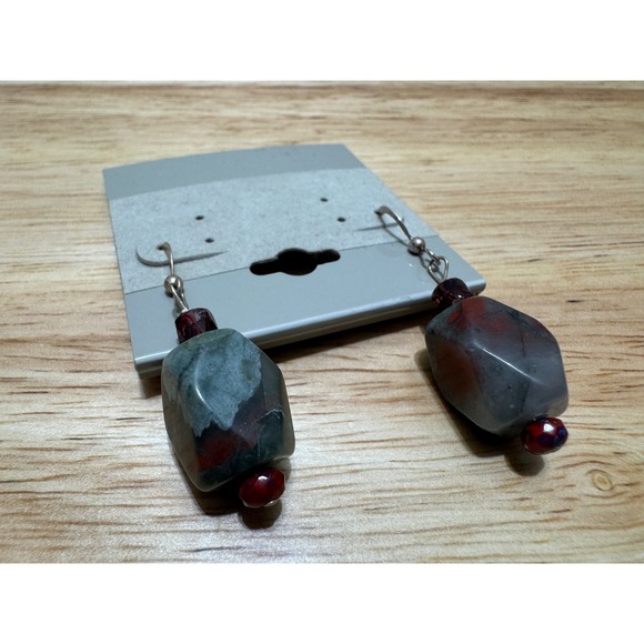 Bloodstone 20" Necklace and Earrings Jewelry Set Gemstone - Picture 8 of 16